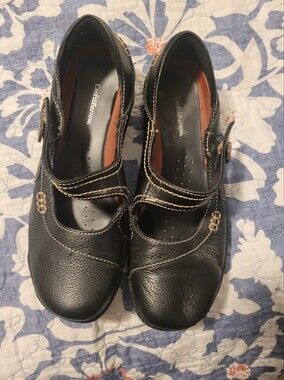 croft & barrow Black Leather Mary-Jane Style Slip-On Loafers